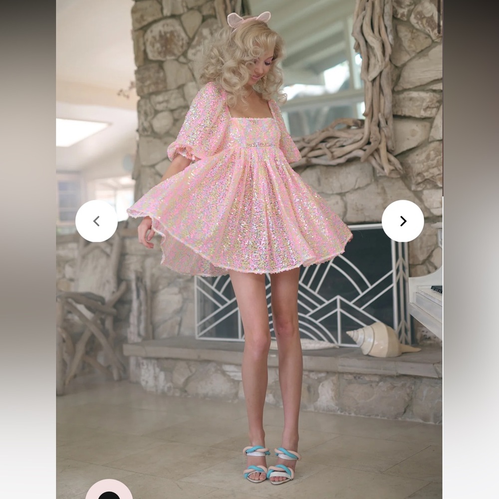 Selkie rainbow sparkle puff dress